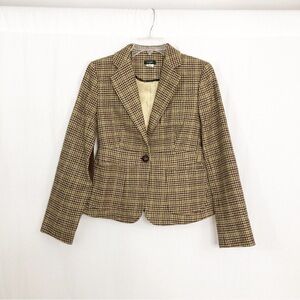 J Crew Wool Robert Noble Scottish Academia Houndstooth Blazer Jacket, Black 2